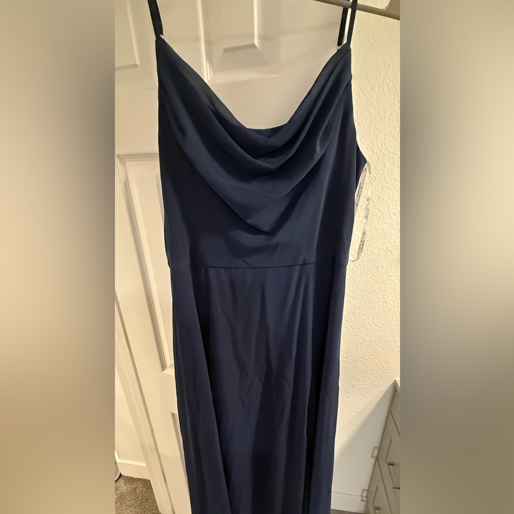 Davids Bridal Navy Blue Bridesmaid Dress